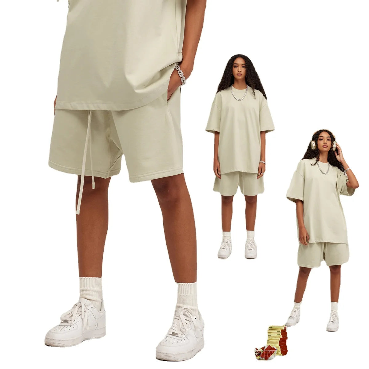 New Style Youth Sweat Shorts Cotton Summer Casual Drawstring Loose Sweat Shorts for Men
