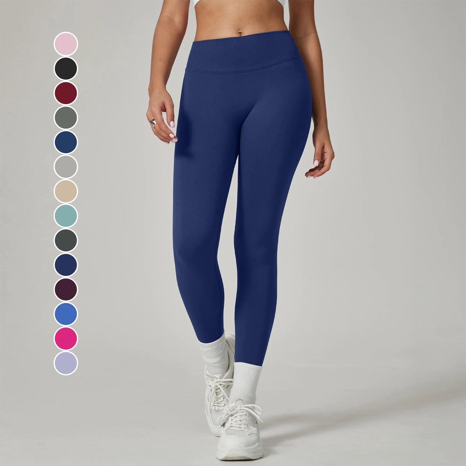 Women's High-Waisted Sports Yoga Pants Solid Pattern No Awkward Lines Lifted Peach Buttocks Fitness Yoga Leggings
