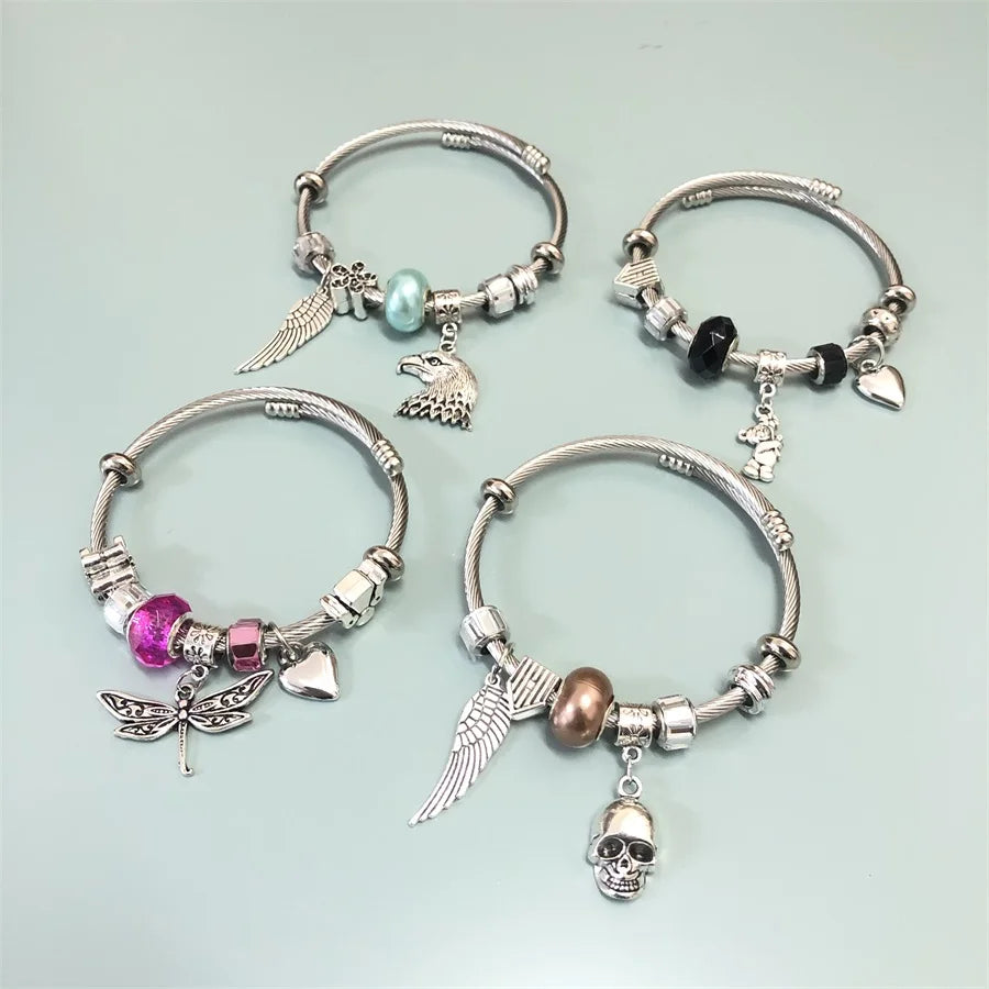 OEM Charm Bracelet DIY Models Eagle Skull Bear butterfly Pendant Animal Cute Women Girls Charm Bracelet