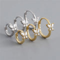 SP Luxury Fashion Gold Plated S925 Sterling Silver Zircon Butterfly Hoop Earrings Women Hypoallergenic