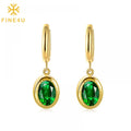 Luxury Cz Women Jewelry Stainless Steel 14K Gold Plated Oval Zirconia Colorful Women'S Drop Dangle Earrings