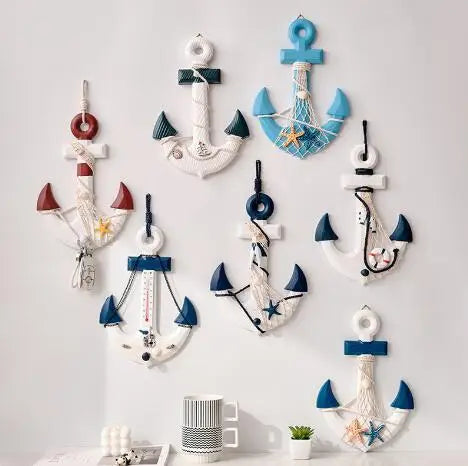 Mediterranean Style Sea Anchor Thermometer Decoration Hook Art Pendant Decoration