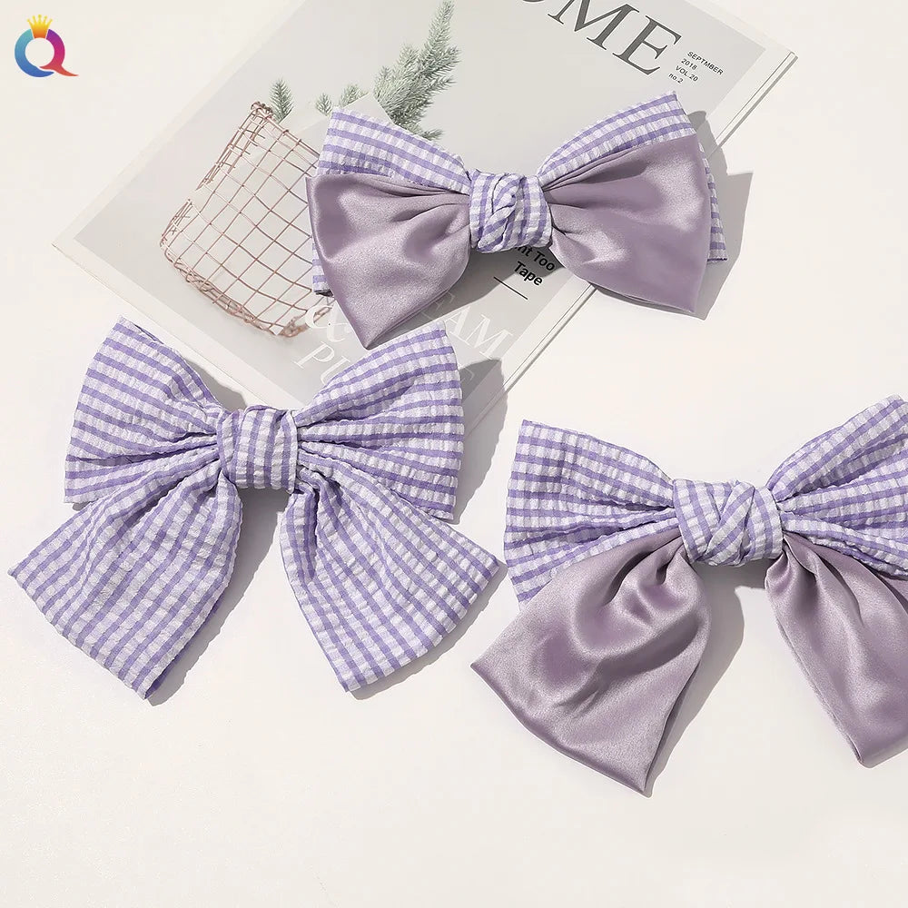 Large Bow Alloy+Fabric Hair Clips for Girls Kids Customizable Colors Fashion Barrettes Fine Workmanship Handmade Hair