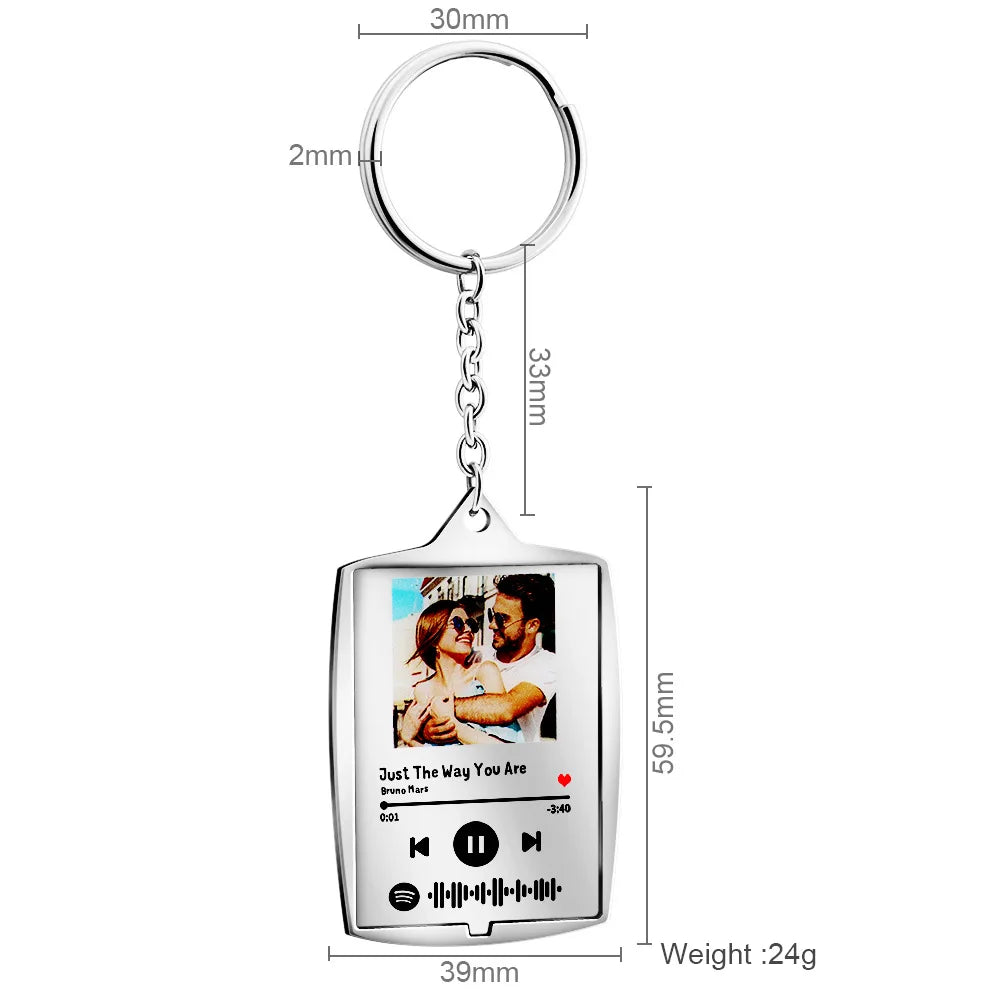 Promotional Photo Inset Carved Key Ring Custom Metal Keychain Photo Holder Frame