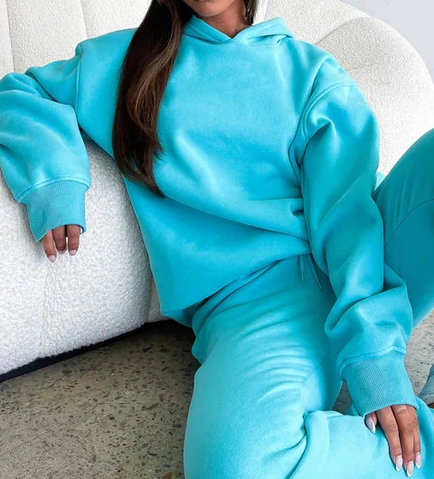 New Fashion Custom Two Piece Hoodie Set for Women Long Fitness Joggers Pants Hoodies and Sweatpants for Women