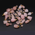 HZ Essential Oil Diffuser Vial Gemstone Pendant Jewelry Healing Faceted Crystal Natural Stone Rose Quartz Perfume Bottle Necklace