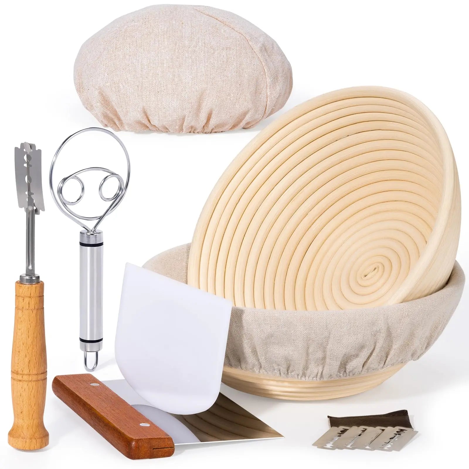 Sourdough Starter Kits Printed Floral Bread Proofing Basket Set for Bread Baking Bowl Bread Making Supplies Tools