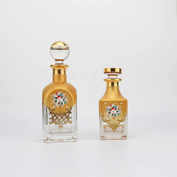 UV Engraving Empty Vintage Luxury Glass Perfume Bottle 150ml Refillable Oil Sample Glass Display Bottle Packaging 250ml