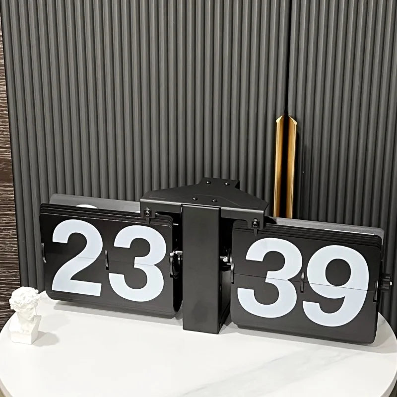 European Vintage Flip Clock Home Desktop Mantel Clock Large Wall-Mounted Simple Automatic Mechanical Flip Clock