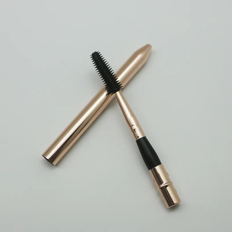 Private Label Silicone Makeup Eyebrow Brush Rose Gold Retractable Eyelash Spoolie Brush Silicone Makeup with Cover