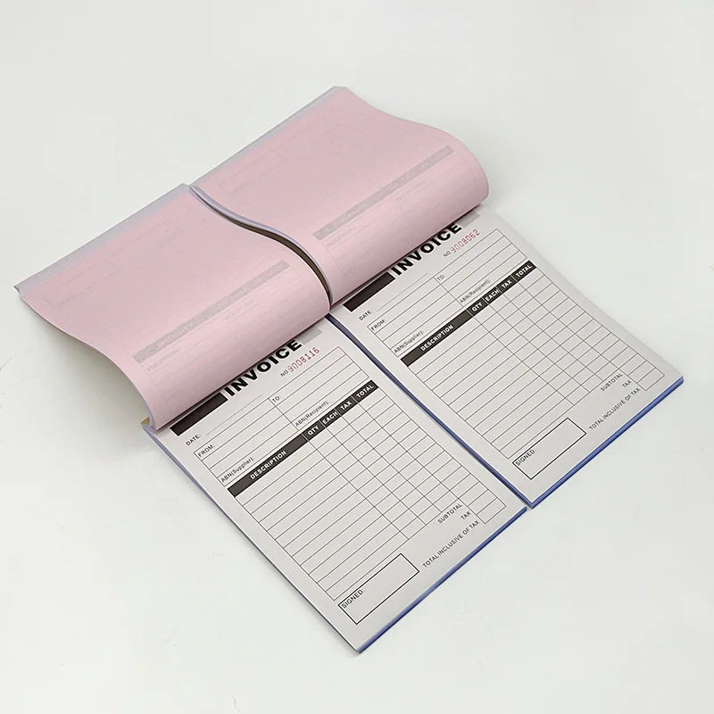 Custom Carbonless NCR Sales Invoice Form Books - NCR 2-Part Staple Manila Cover Personalized with Company Recyclable