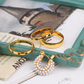 Chris April 316L Stainless Steel Full Bejeweled Women Gold Bezel Setting Black Onyx Rings for Men