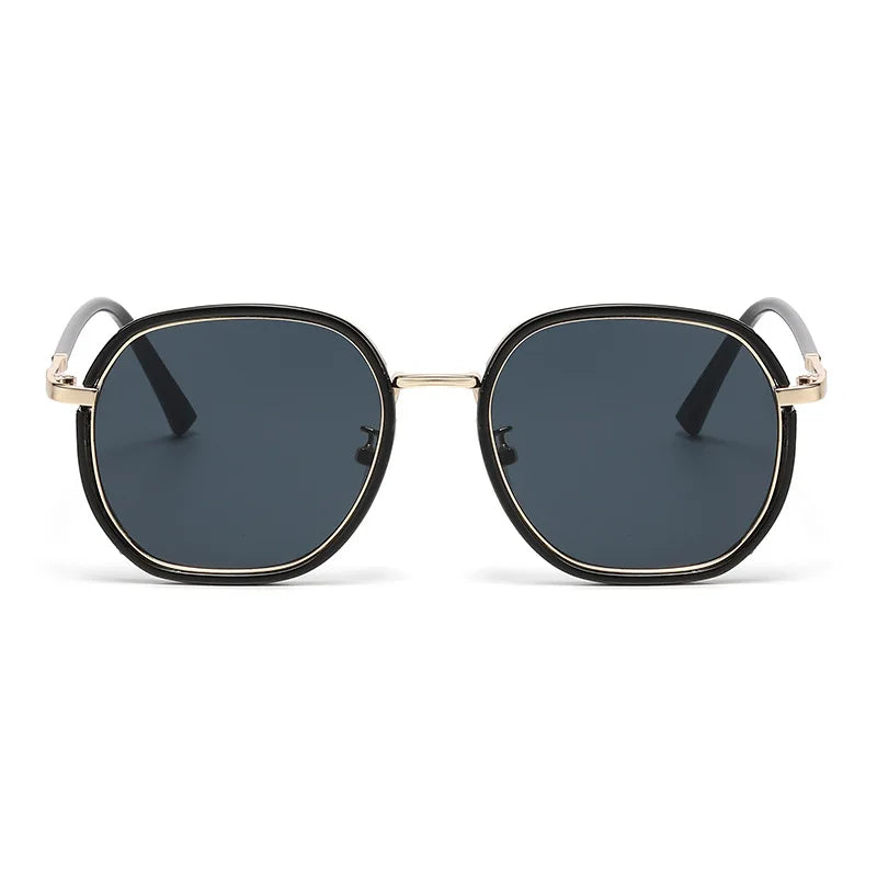 Steampunk Square UV400 Protection Black Gold Metal Frame Shades Outdoor Fashionable Vintage Unisex Sun Glasses