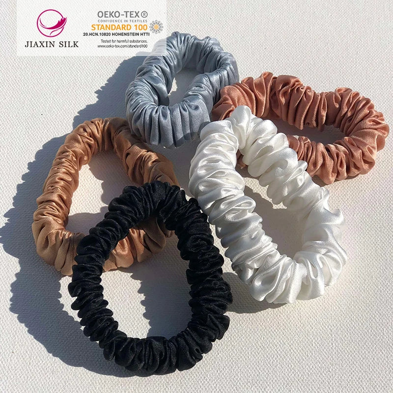 Women Natural Real Silk Hair Ties 22 mm Mulberrry Satin Silk Scrunchies Large