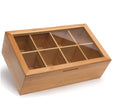 WanuoCraft Luxury Solid Bamboo Tea Box Custom High Quality Painted Rectangle Shape Handmade Logo Printing 6 8 Compartments