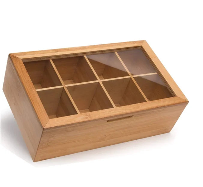 WanuoCraft Luxury Solid Bamboo Tea Box Custom High Quality Painted Rectangle Shape Handmade Logo Printing 6 8 Compartments
