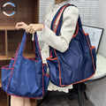 Custom Logo Foldable Large Capacity Tote Storage Bag with Cup Holder 12 Color Reusable Polyester Reusable Shopping Bag
