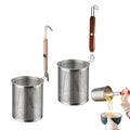 Noodle Colander Sifter Kitchen Utensil Stainless Steel Pasta Strainer Mesh Food Strainer with Wooden Handle