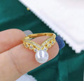 R915 6-7mm Natural Freshwater Pearl Ring Accessory 925 Sterling Silver Adjustable Size Engagement Jewelry Ring for Women