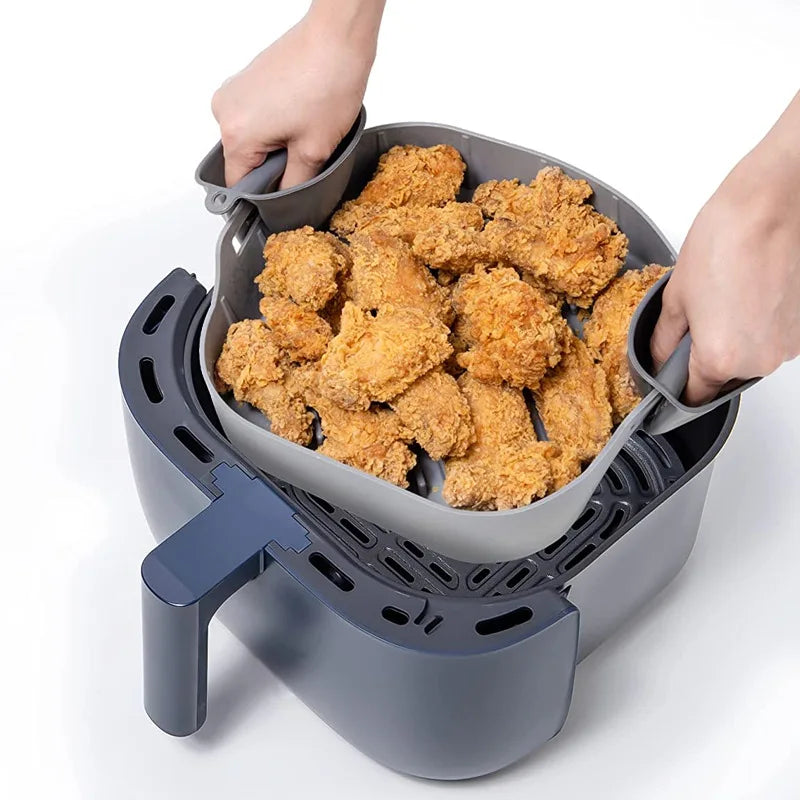 Silicone Square Air Fryer Basket Liners Eco-Friendly Dishwasher Safe Oven Accessories Baking Dishes Pans