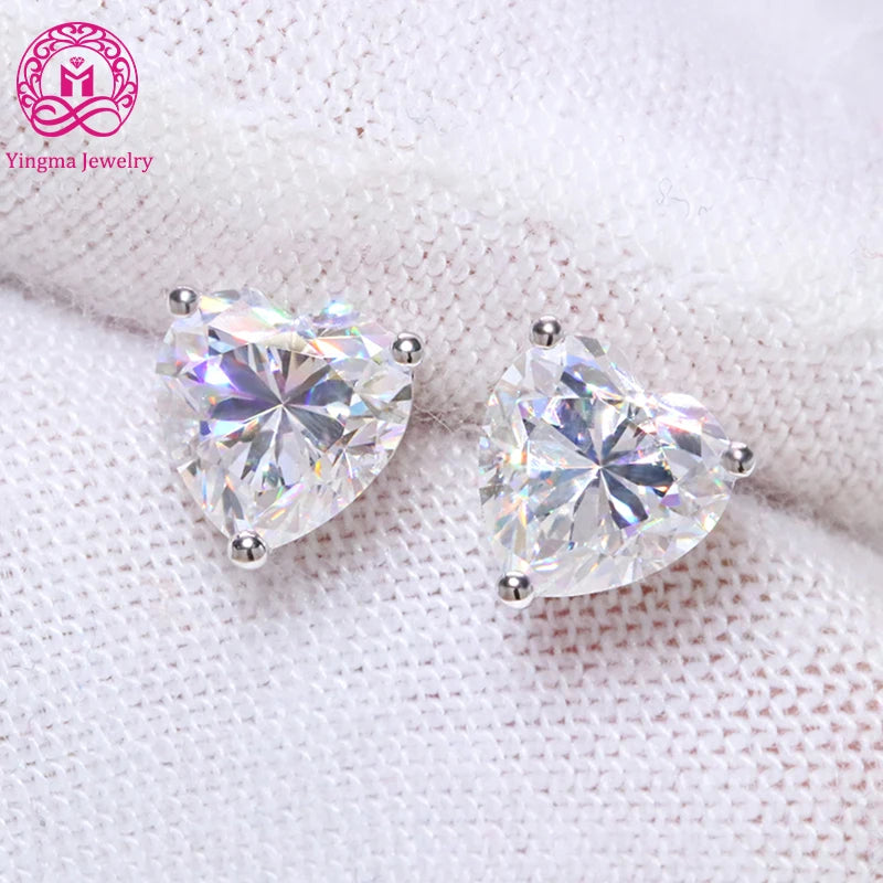 Fine Women Diamond Earrings 0.5ct / 1ctw Moissanite Earrings 9K 14K 18K Solid Gold Jewelry Moissanite Studs