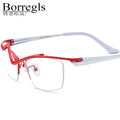 Borregls Titanium Glasses Frame Men Brand Designer Lightweight Square Eyeglasses Half-Rim Semi-Rimless Optical Eyewear 185763