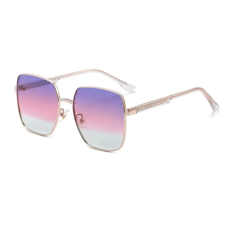 Fashion Large Frame Designer Chain Rectangle Black Thin Cheap Metal Big Shades Oversized Square Sunglasses With Dark Lenses