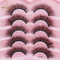 Abestyou 5 Pairs Box Reusable False Fluffy Eyelashes 5d Individual Human Hair Strip Russian Volume Wispy Lashes Bulk Wholesale