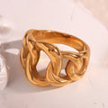 Minimalist Chunky Chain Ring Exaggerated PVD Gold Plated Jewelry Water Proof Stainless Steel Rings Jewelry Women