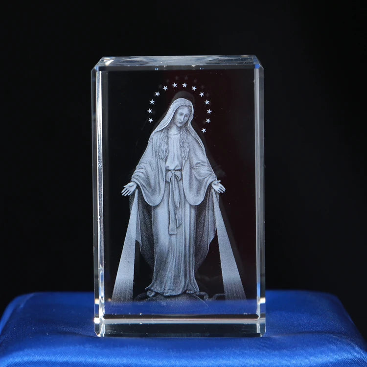 Small Bridge Wholesale Customization Deity 3d Laser Engraving Religion Crystal Crafts New Design Premium Crystal Cube