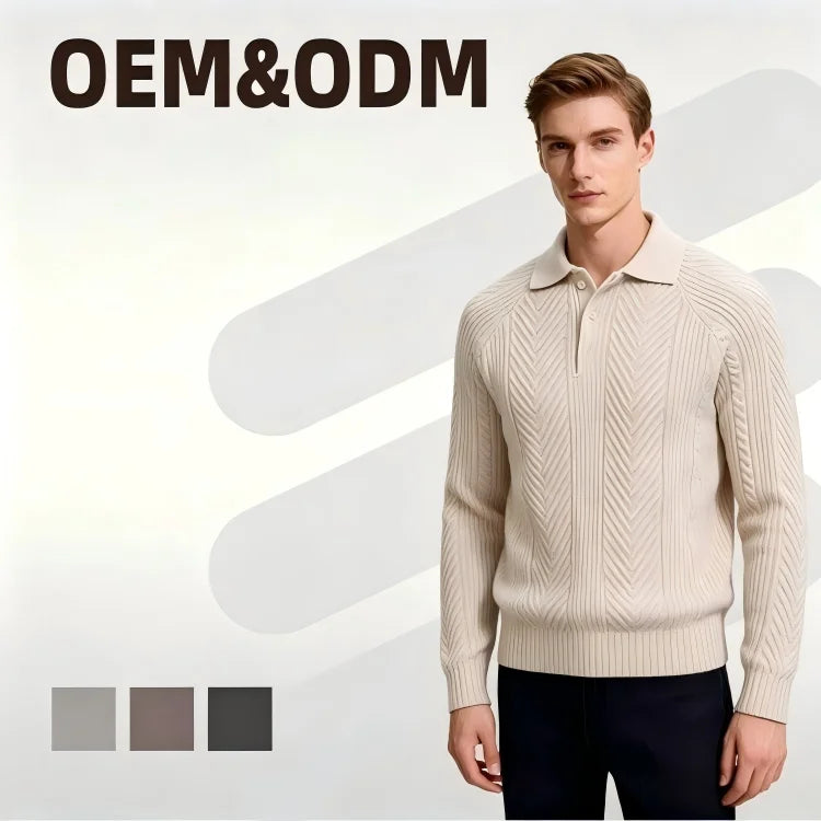 Wholesale Fashion Autumn Winter Warm Sweater Men's Casual Knitwear Lapel POLO Shirt Collar Fit Pullover Sweater MegaBDM