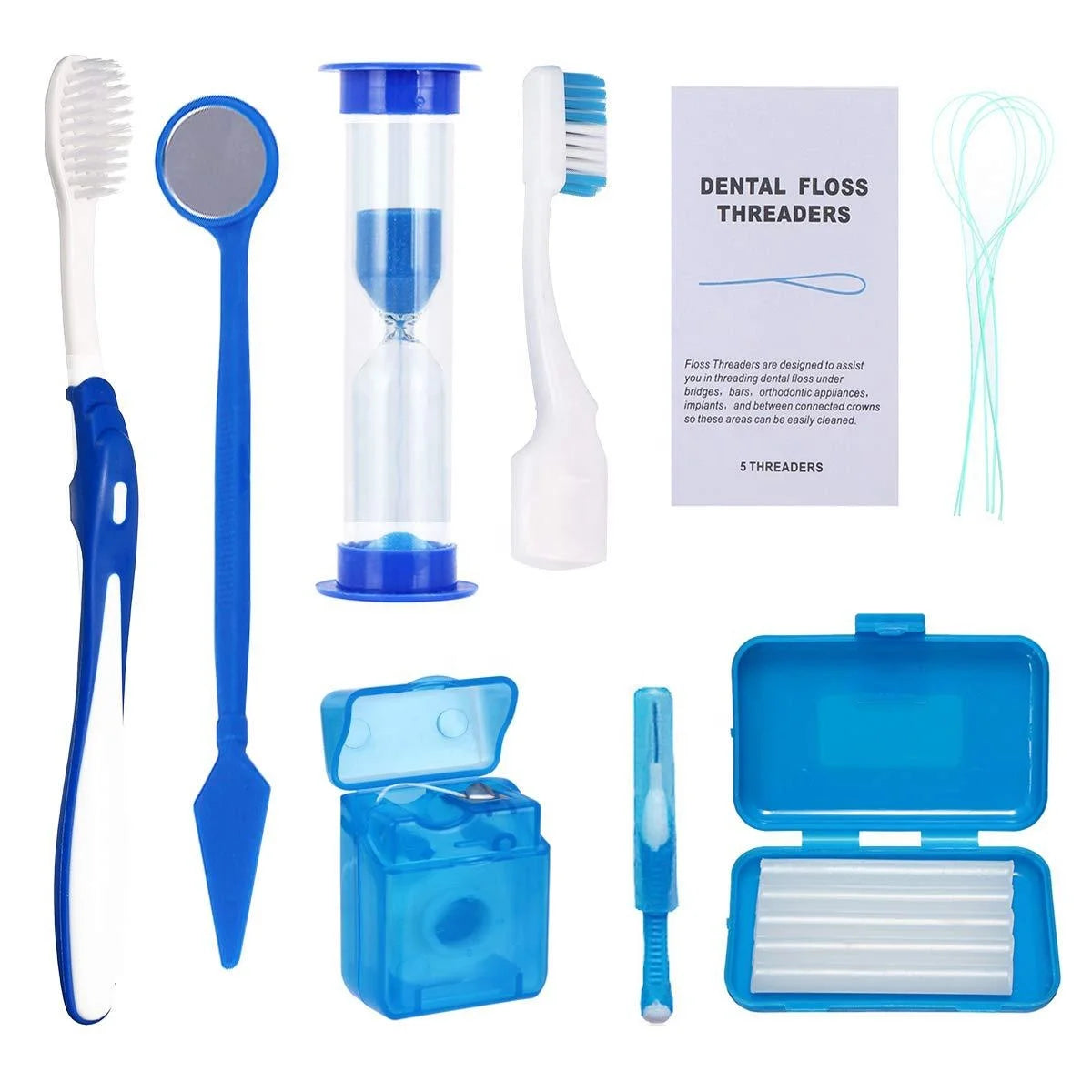 8pcs Portable Orthodontic Cleaning Kit Multi-Purpose Dental Hygiene Teeth Care Oral Care Essentials