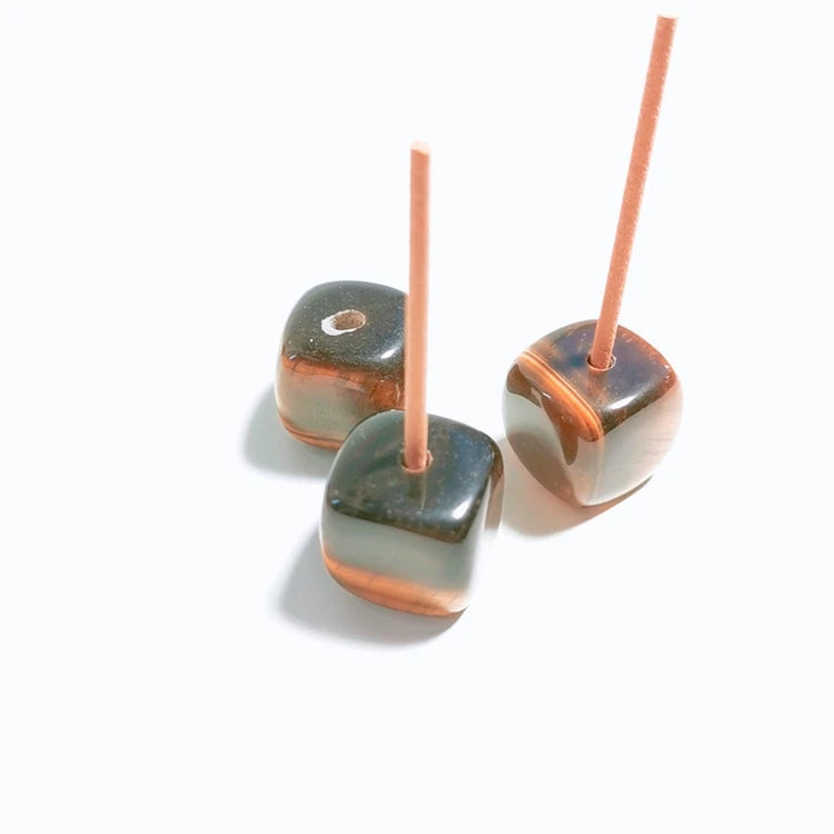 HZ Factory Direct Yellow Tiger Eye Cube Gem Incense Holder for Gem Incense Sticks