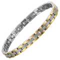 BioMagnetic Jewelry Women's Magneic Therapy Bracelets Magnets Two Tone Stainless Steel Link Bracelet 7mm Adjustable Wristband