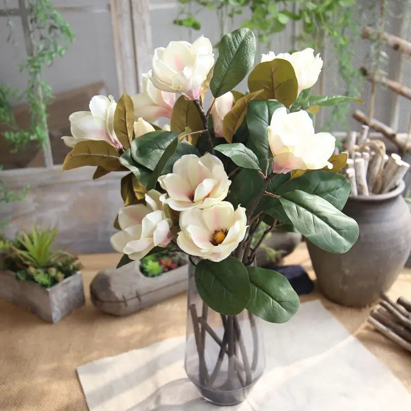 Y-H123 Kapok Single Branch for Wedding Home Table Decor Sculpture Faux Vase Decoration Blossom Floral Artificial Magnolia Flower