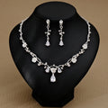 Trending Crystal Flower Bridal Jewelry Sets Fashion Zircon Rhinestone Bridal Necklace Earrings for Women