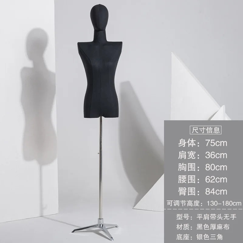 Black Flat Shoulder Female Mannequin Window Display Designer Mannequin Stand
