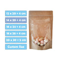 14x20cm Zipper Doypack Resealable Zip Lock Packaging Brown Kraft Paper Stand up Pouches With Clear Transparent Front