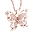 Rose Gold Necklace Women Butterfly Charm Jewelry Necklace Pendant Long Chain Necklace Jewelry for Women Girl Friend Ladies Gifts
