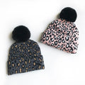 Wholesale New Mommy Children Knitted Cheetah Leopard Pom Pom Toddler Beanie Black Ball Autumn Warm Lady Women Kid Winter Hats