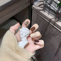 24 Pcs Dark Brown Solid Color Maillard Autumn and Winter Short square Nail Art Acrylic Press on Nails Customize False Nails 3623