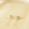 Pure Silver Owl Animal Earrings with Gold-Plated Zirconia Cute Custom Jewelry for Party Gifts