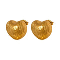 Vintage Earring Non Tarnish Personalized Embossed Heart Shaped Stainless Steel Fashion Earrings for Women