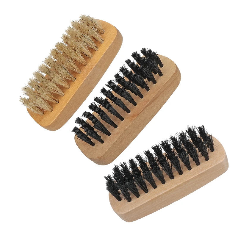 Shoe Cleaning Hog Bristles Brushes Canvas Boar Bristles Pig Hair Shoe Brush Wooden Sneaker Cleaner Brush