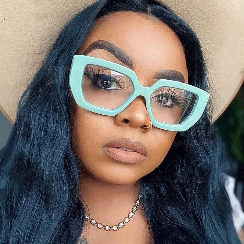 Custom Logo 2025 Fashion Retro Colorful Oversized Square Eyeglasses Anti Blue Light Computer Glasses Frames for Women