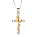 SC Wholesale Gothic Rose Flower Necklace Fashion Hip Hop Lucky Necklace Vintage Gold Silver Cross Pendant Necklace for Women