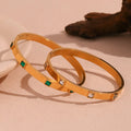 Dreamshow Jewelry Bracelets Bangles Square Zircon Gold Plated Ladies Bangles Tarnish Free Stainless Steel Jewelry