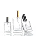 Empty Gold Silver Black Lid Cosmetic Packaging Storage Container 15ml 30ml 50ml Refilled square Glass Perfume Spray Bottle