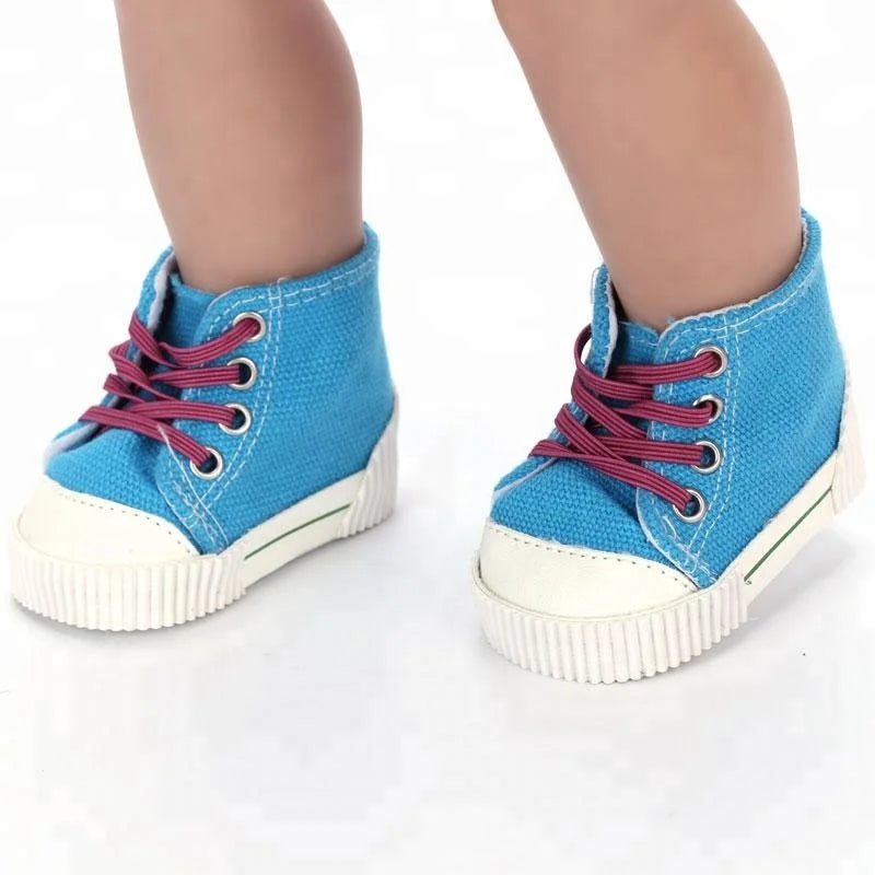 18-Inch Fashionable DIY Mini Toy Customized Girl High Boots Canvas Shoes Accessory Dolls