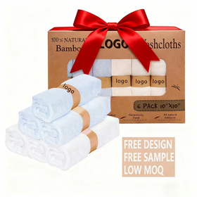 High Quality Organic Bamboo Baby Face Washcloth Towel Set Custom Logo Absorbent Woven Towel Kids' Bath Newborns Plain Bedroom
